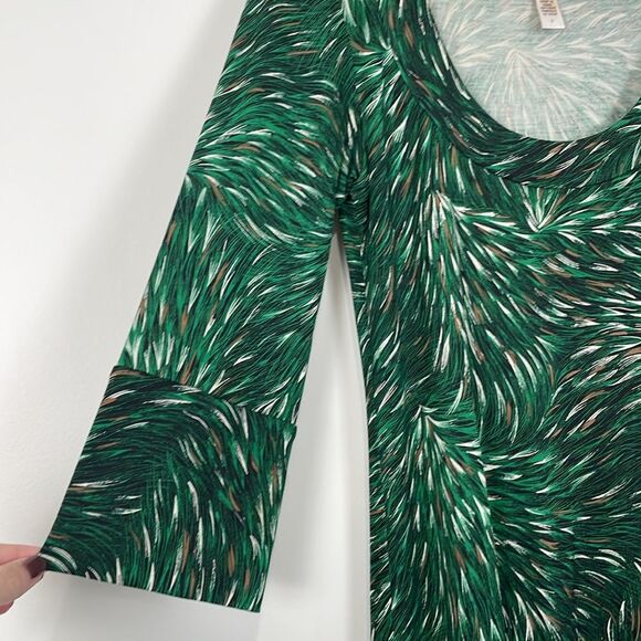 Diane von Furstenberg Vintage 0 Dress 100% Silk 3/4 Sleeve Dress Green Peacock - Picture 2 of 8